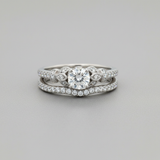 "Cordelia" 14K White Gold 1CT Total Weight Diamond with .37CT Center Diamond Bridal Engagement Ring Set Estate