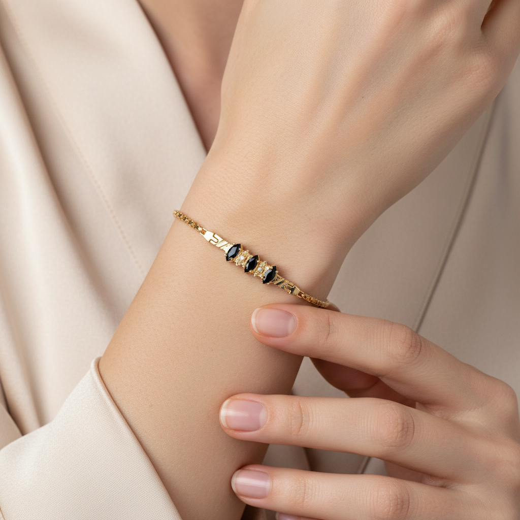 "Navy" 14K Yellow Gold 1 Carat Sapphire and Diamond Bracelet Estate