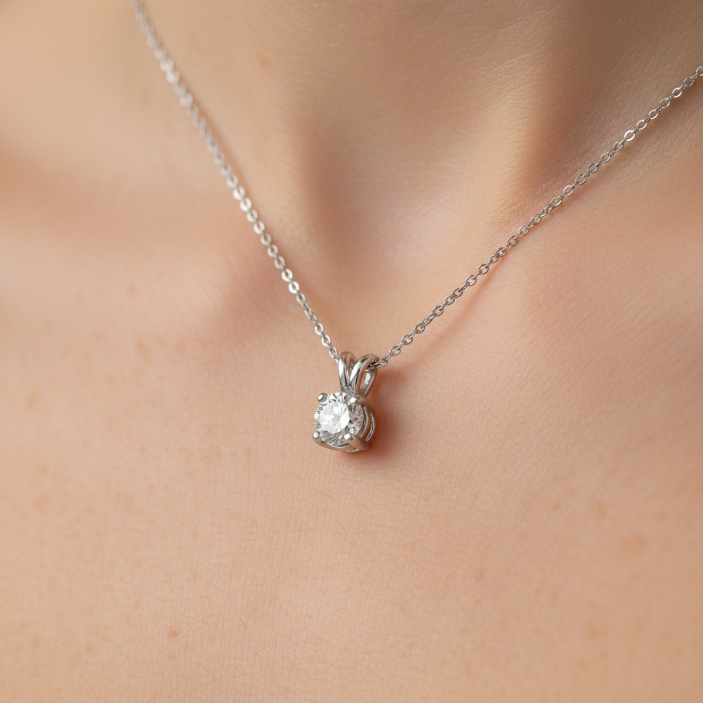 "Leanna"" 14K White Gold .30CT SI1 Clarity, FG Color Diamond Pendant Estate