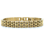 Stainless Steel Gold-IP 9mm Watch-Link Bracelet 8+0.5"