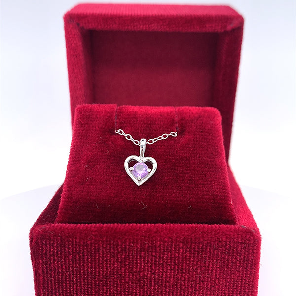 Silver June Birthstone Pendant Necklace with Open Heart 15," Little Girl Jewelry