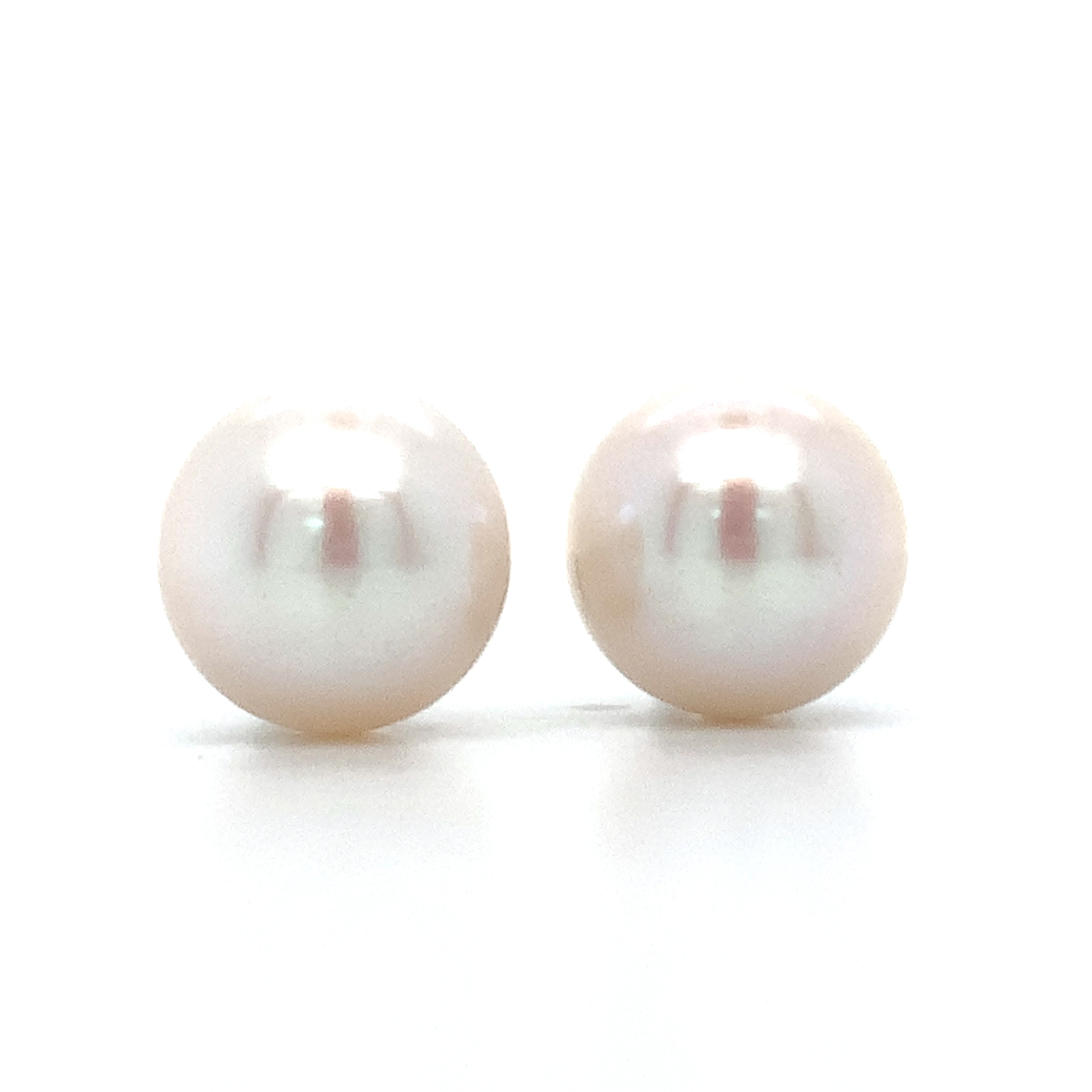 14K White Gold 10mm Pearl Earrings