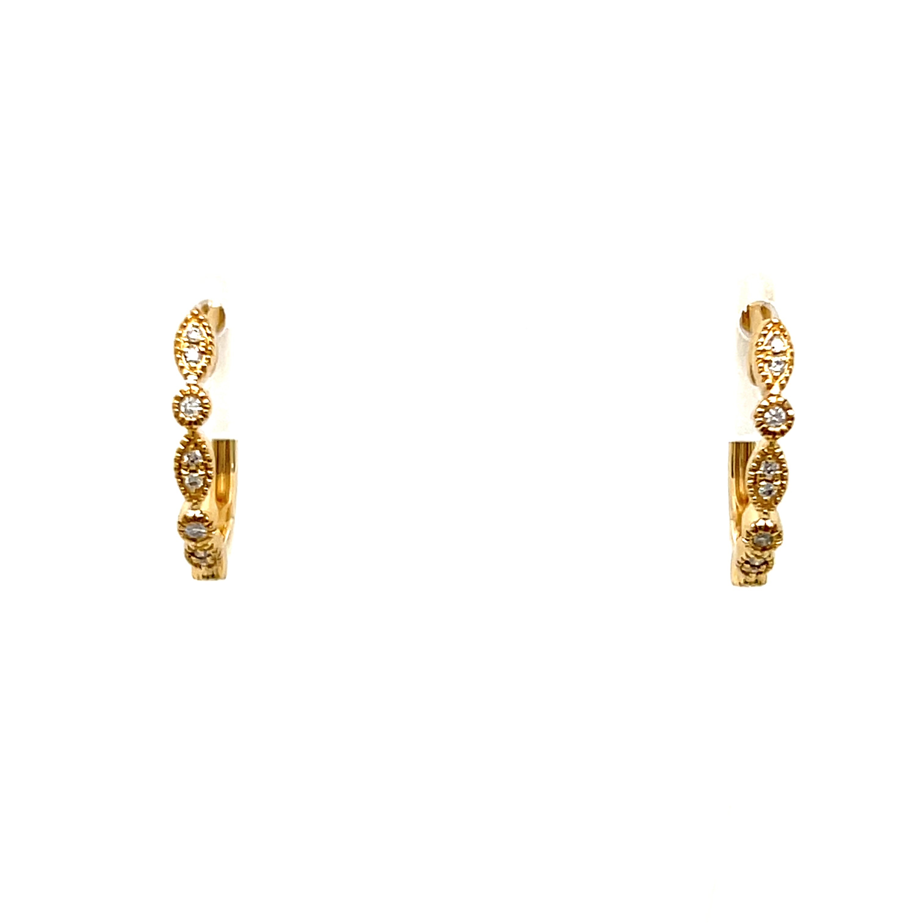 14K Yellow Gold 1.87g 0.07 Carat Total Weight (18) Diamond Earrings