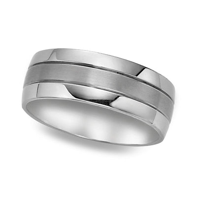 Men’s 8mm Titanium Bright and Brushed Wedding Band Size 11