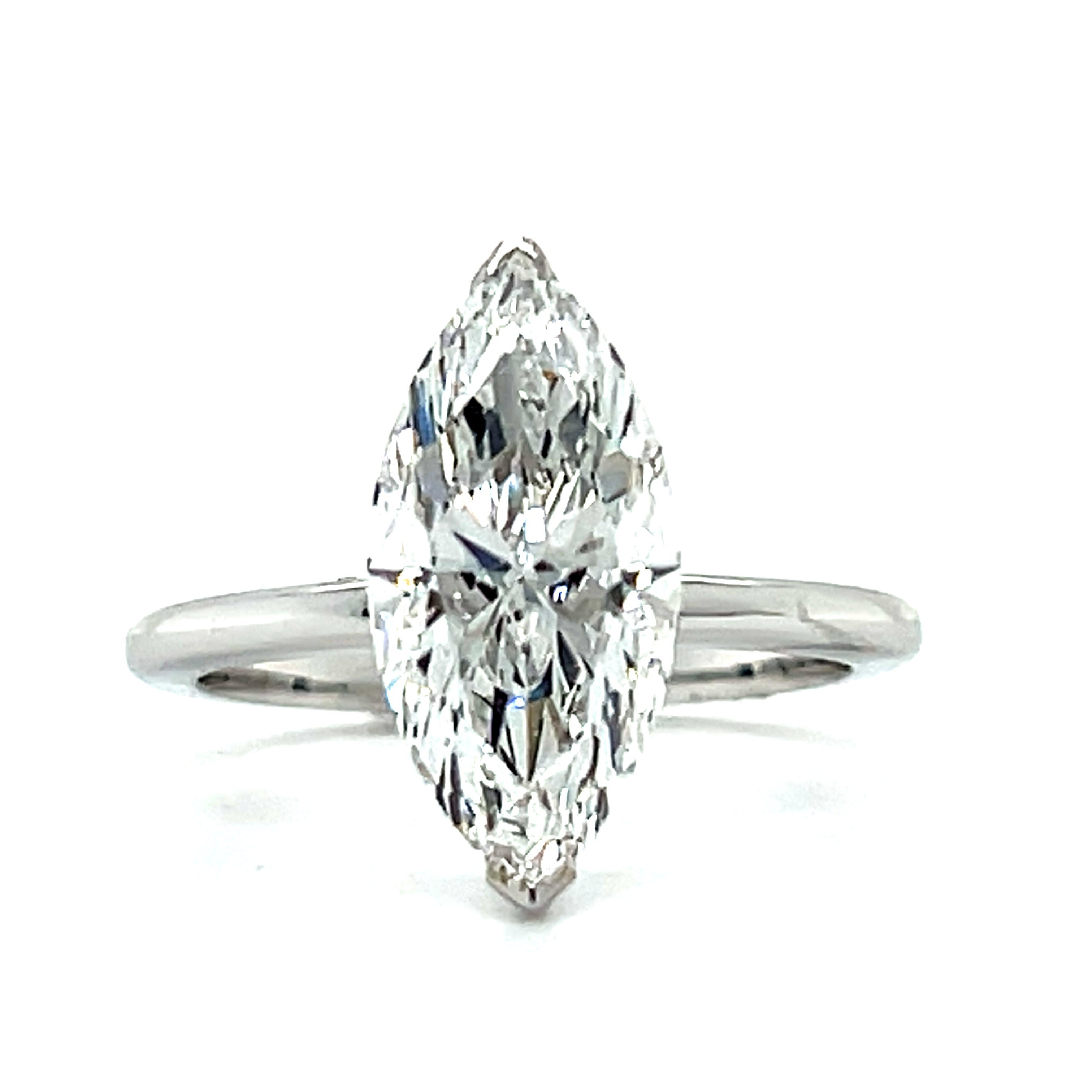 14KW 3.02CT Center Marquise and 0.10CTW Round Pave Hidden Halo Lab Grown Diamond Engagement Ring