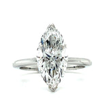 14KW 3.02CT Center Marquise and 0.10CTW Round Pave Hidden Halo Lab Grown Diamond Engagement Ring