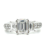 White Gold Lab Grown Emerald-Cut 3-Stone Diamond Bridal/Engagement/Wedding/Anniversary Ring