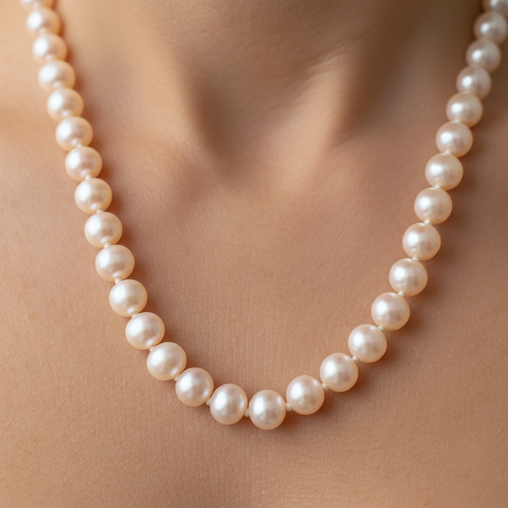 Yellow Gold 6mm Freshwater Pearl Necklace 18"