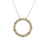 10K Yellow Gold 1/4 Carat Total Weight Diamond Twisted Infinity Circle Pendant - 18" Chain