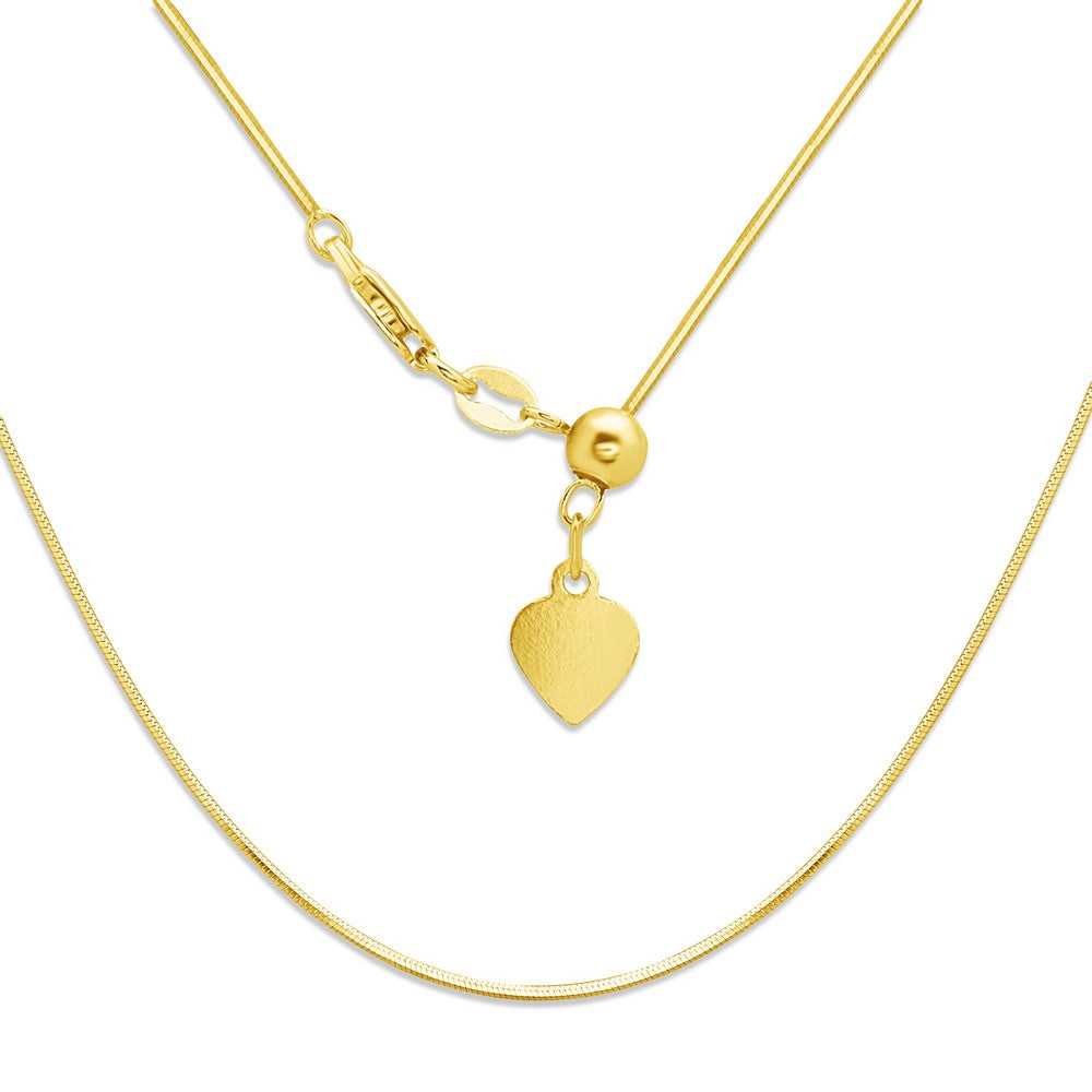 Sterling Silver Gold Plated Adjustable Square Snake Chain 14-22"