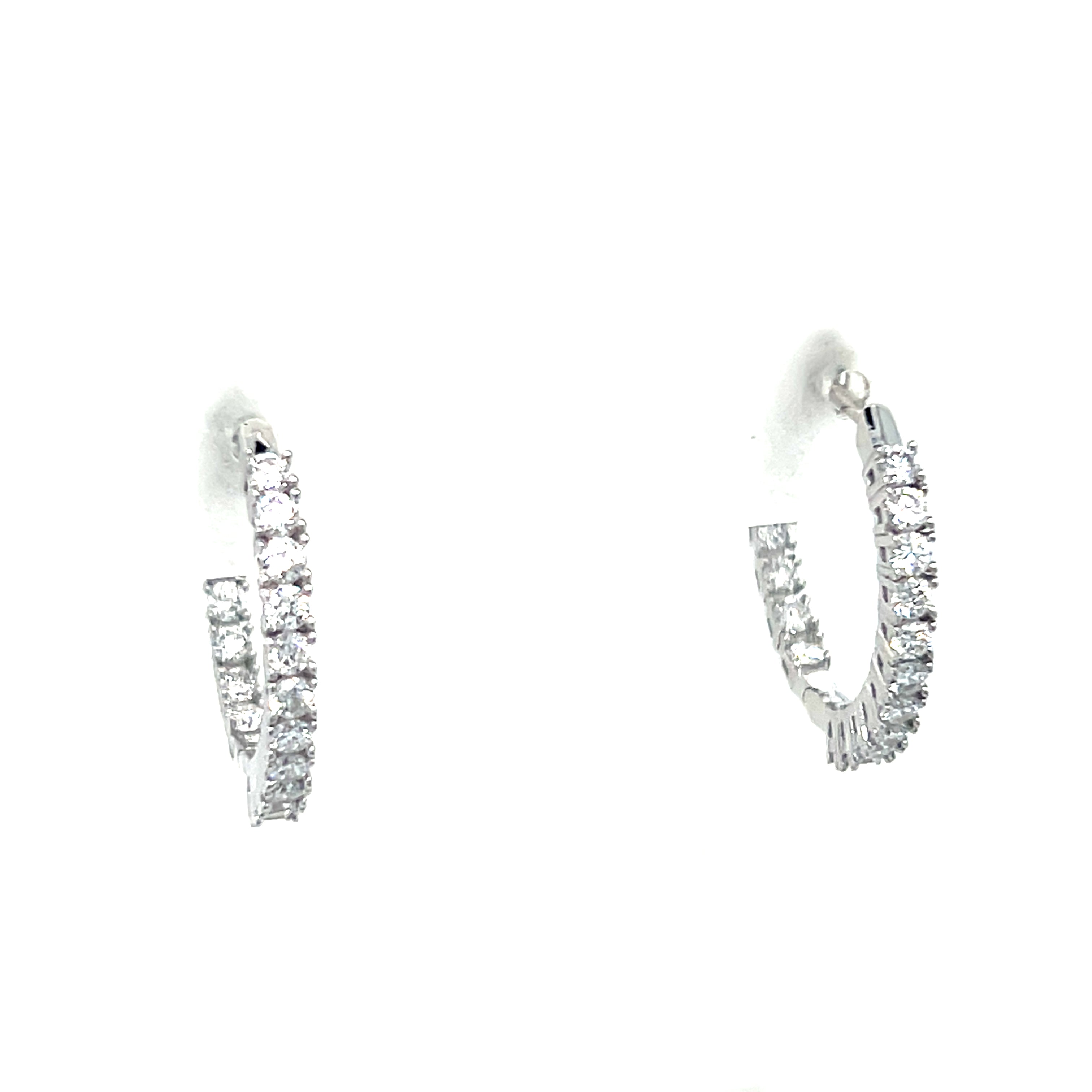 Silver Lab Grown Diamond Hoop Earrings