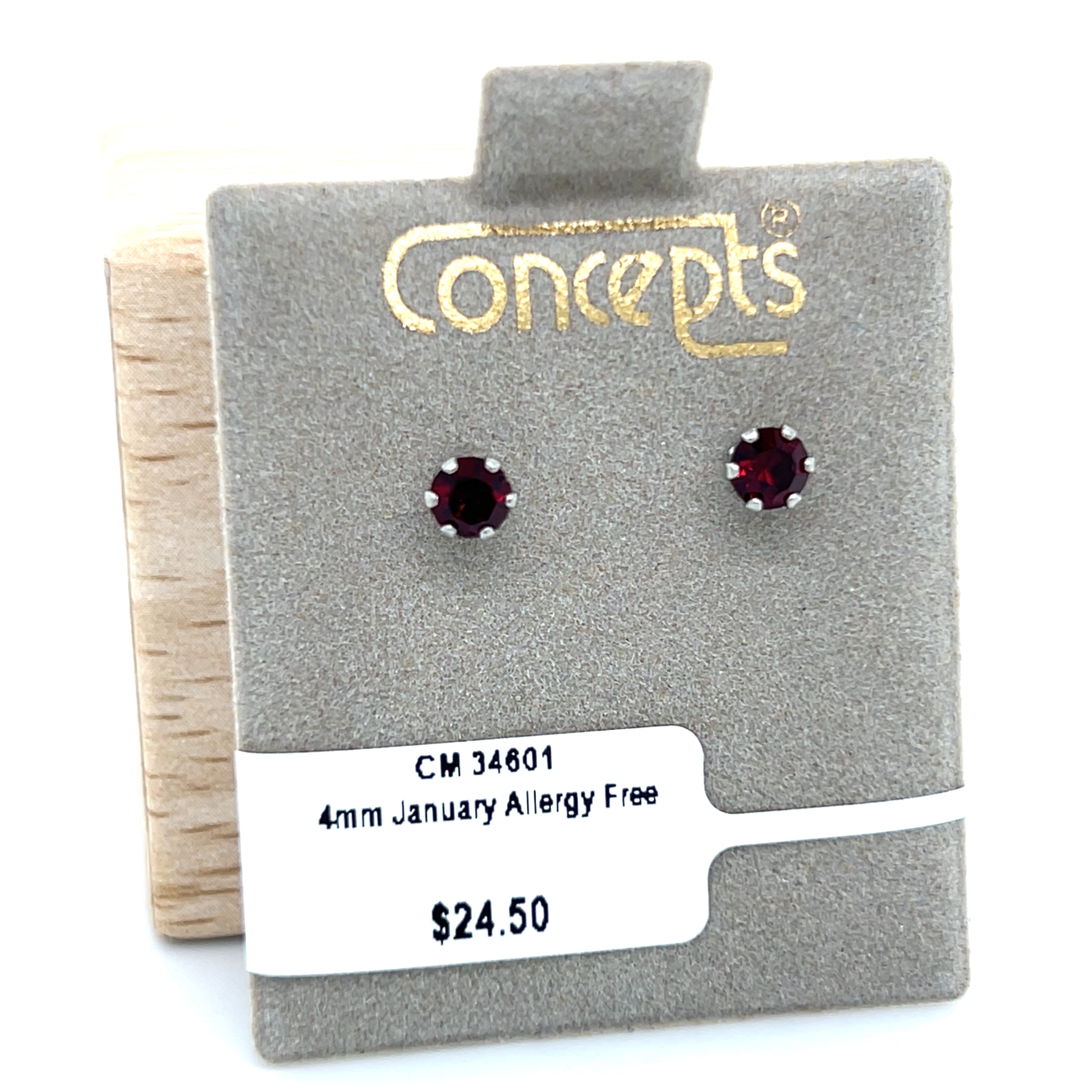 4mm January Birthstone Allergy Free Earrings