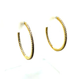 Silver Yellow Gold Plated Cubic Zirconia Inside-Out Hoop Earrings