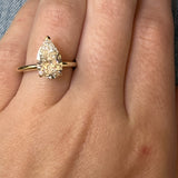 14K Yellow Gold 3.00CT E VVS2 IGI Pear Solitaire Lab Grown Diamond Engagement Ring
