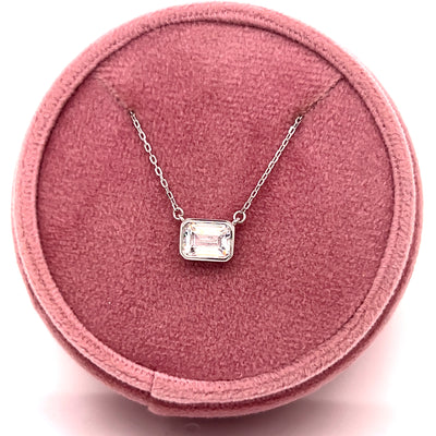 Black Friday Silver Rectangle Bezel-Set Cubic Zirconia Necklace