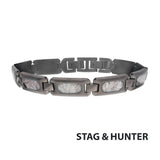 Men's Stainless Steel Deer Antler Inlay Link Bracelet