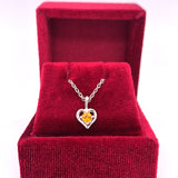 Silver November Birthstone Heart Pendant Necklace 15" Chain, Little Girl Jewelry