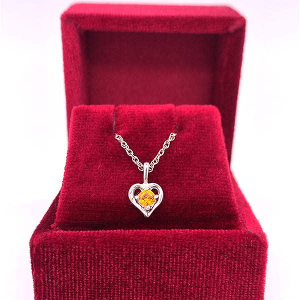 Sterling Silver November Birthstone Heart Pendant Necklace 15" Chain, Little Girl Jewelry