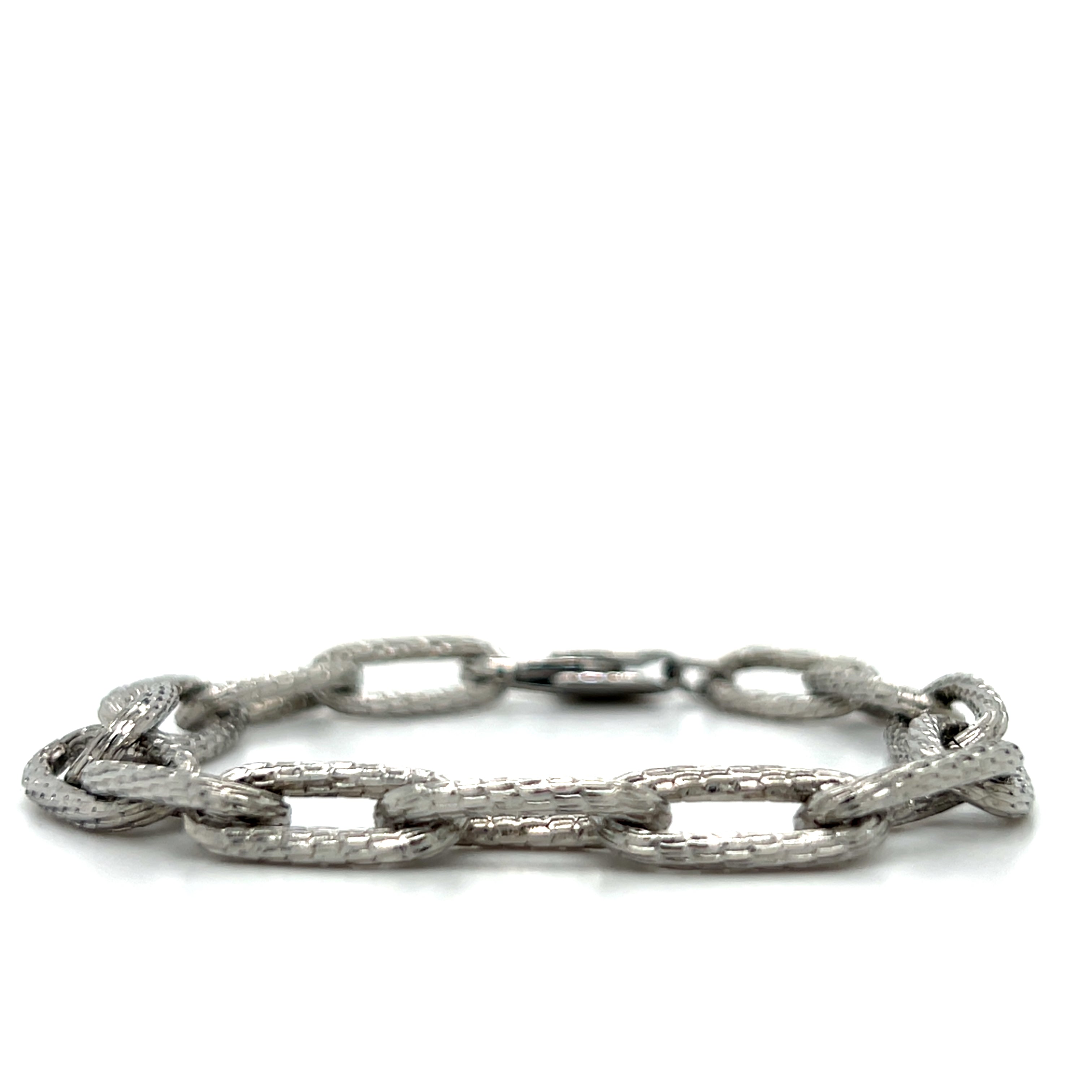 Stainless Steel Diamond Cut Oval Link Bracelet