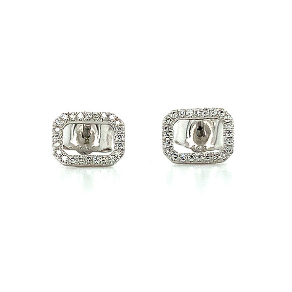 14K White Gold .10 Carat Total Weight Diamond Rectangular Shaped Earrings