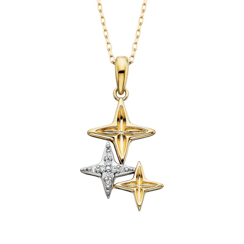 10K Yellow Gold 0.06 Carat Total Weight Diamond Tri-Star Pendant