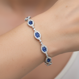 Jericka Blue Sterling Silver Sapphire CZ Baguette Tennis Bracelet – 7"