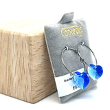 Blue Heart Allergy Free Dangle Hoop Earrings