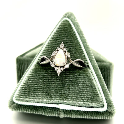 "Heidi" WJS Custom Set 14K White Gold Opal and Diamond Ring