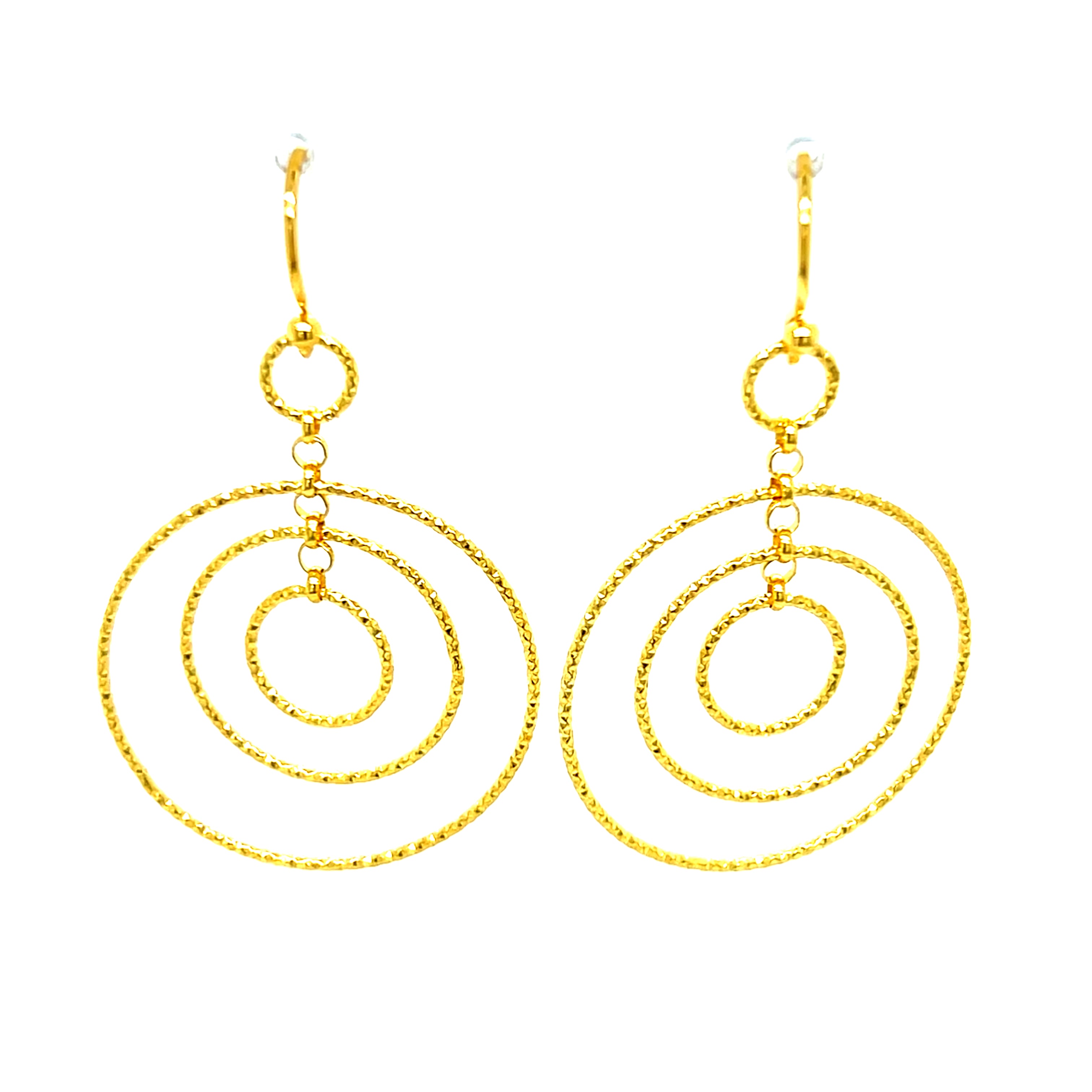 Silver Yellow Gold Plated Multi-Circle Earrings