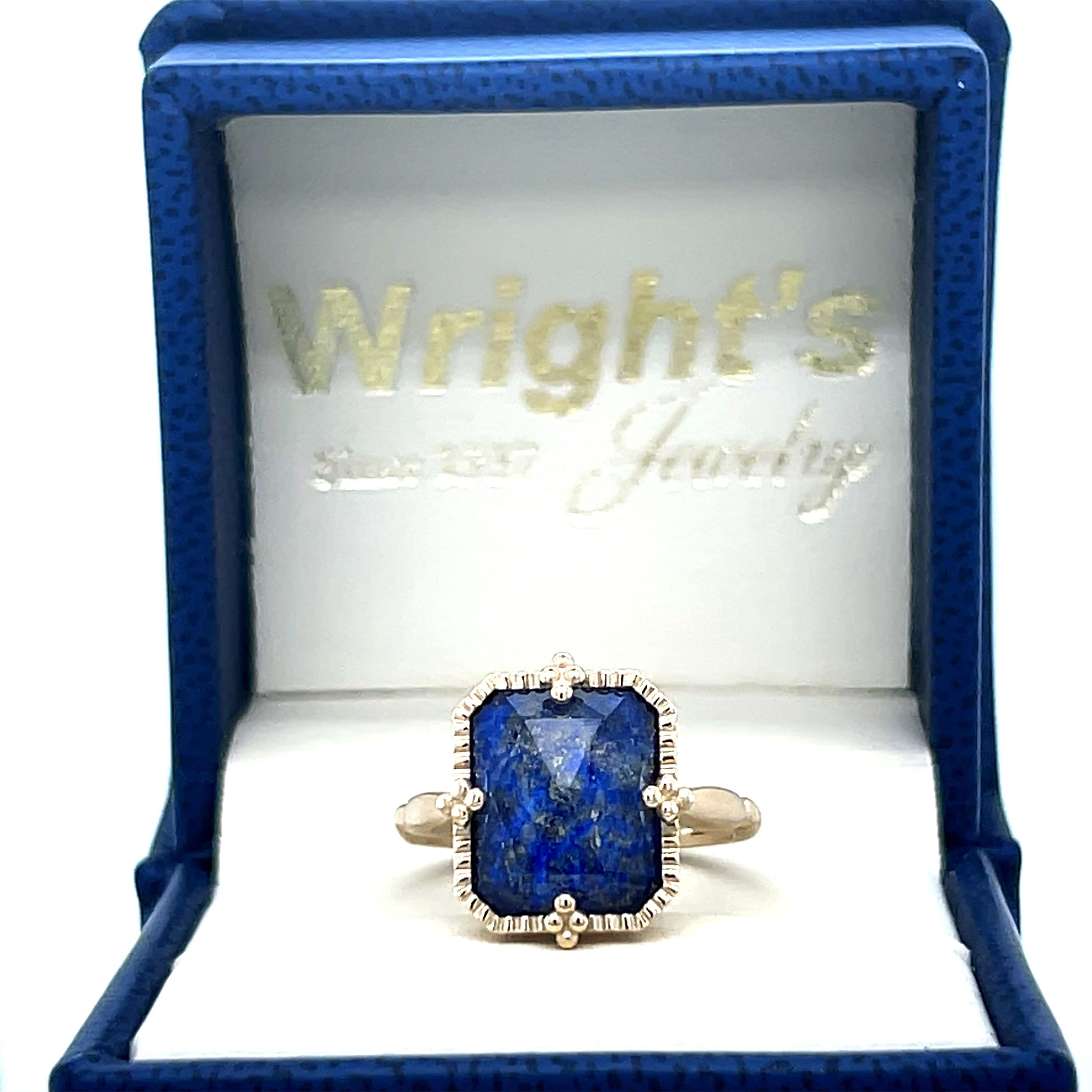 Yellow Gold Lapis Etruscan Ring