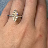 14KW 3.02CT Center Marquise and 0.10CTW Round Pave Hidden Halo Lab Grown Diamond Engagement Ring