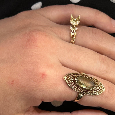 14K Yellow Gold 0.17 Carat Total Weight Diamond Vine Inspired Semi-Mount Ring