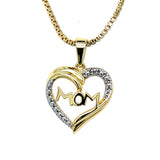 Sterling Silver Yellow Gold Plated Diamond Accent Mom Heart Necklace
