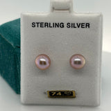 Sterling Silver 7mm Pink Pearl Earrings