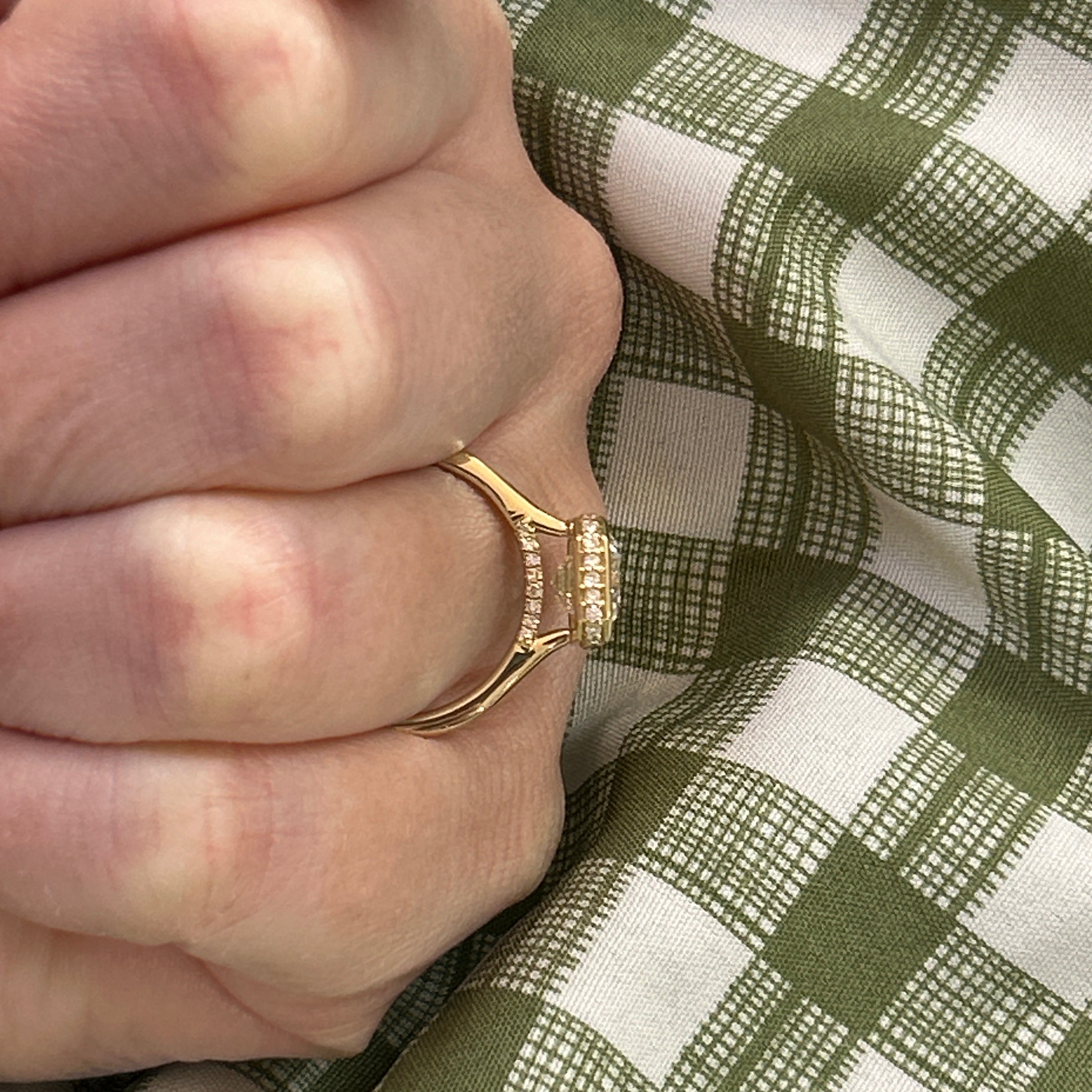 14K Yellow Gold 3.30 Carat Total Weight Lab Grown Diamond Hidden Halo Emerald Cut Engagement Ring