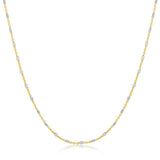 Sterling Silver Square Beads on Gold Plated Chain Two Tone Necklace 18"