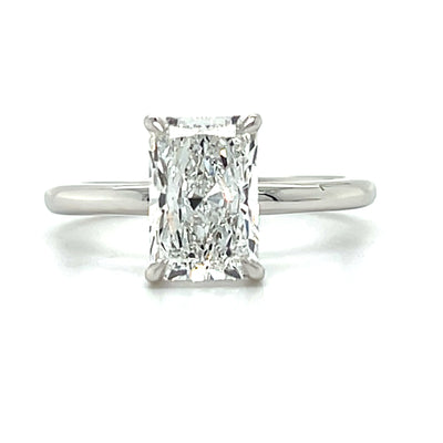 14K White Gold 2.10CT E VS1 IGI Radiant Sol Lab Grown Diamond Engagement Ring
