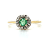 Yellow Gold Round Emerald and Diamond Ring