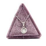 Silver 5mm Moissanite Halo Necklace