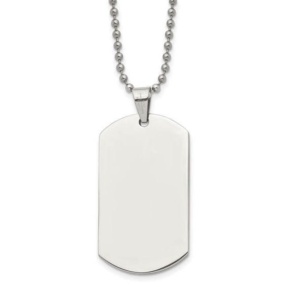 Men's Chisel Stainless Steel Polished Dog Tag Necklace 24"