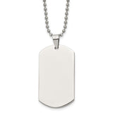 Men's Chisel Stainless Steel Polished Dog Tag Necklace 24"