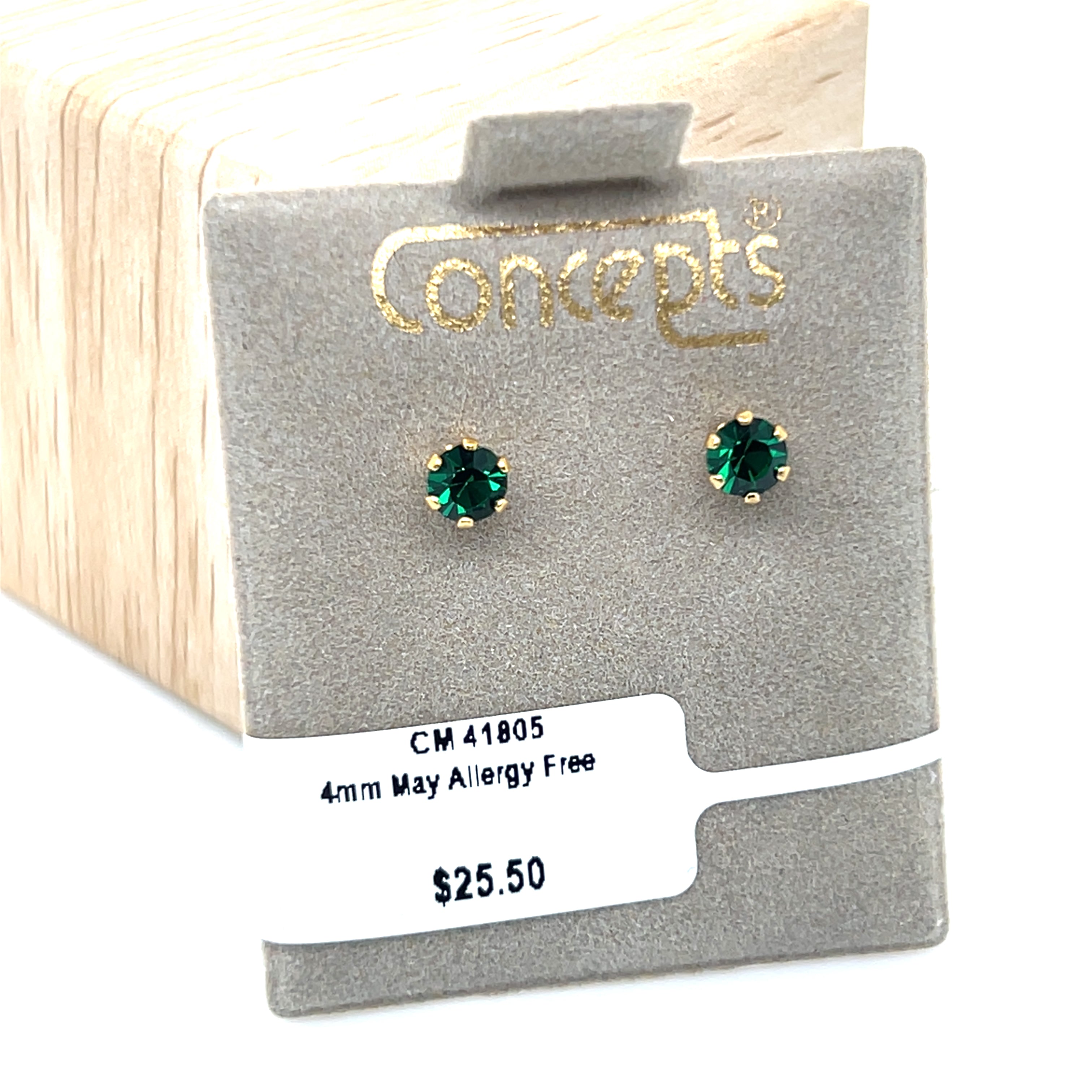 4mm May Birthstone Allergy Free Earrings