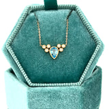 10K Yellow Gold Pear Blue Topaz and Diamond Necklace