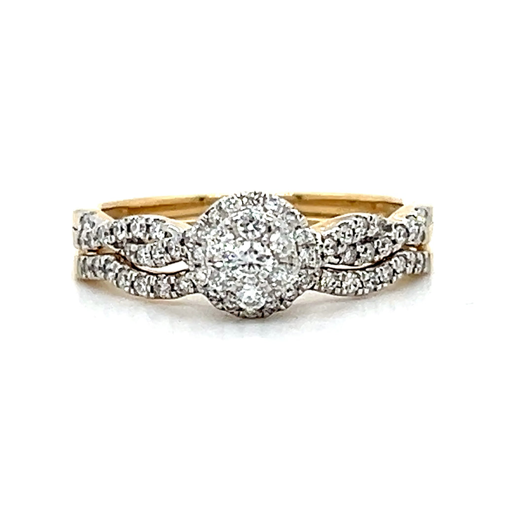 "Flora"10K Yellow Gold 1/2 CT Diamond Bridal Set