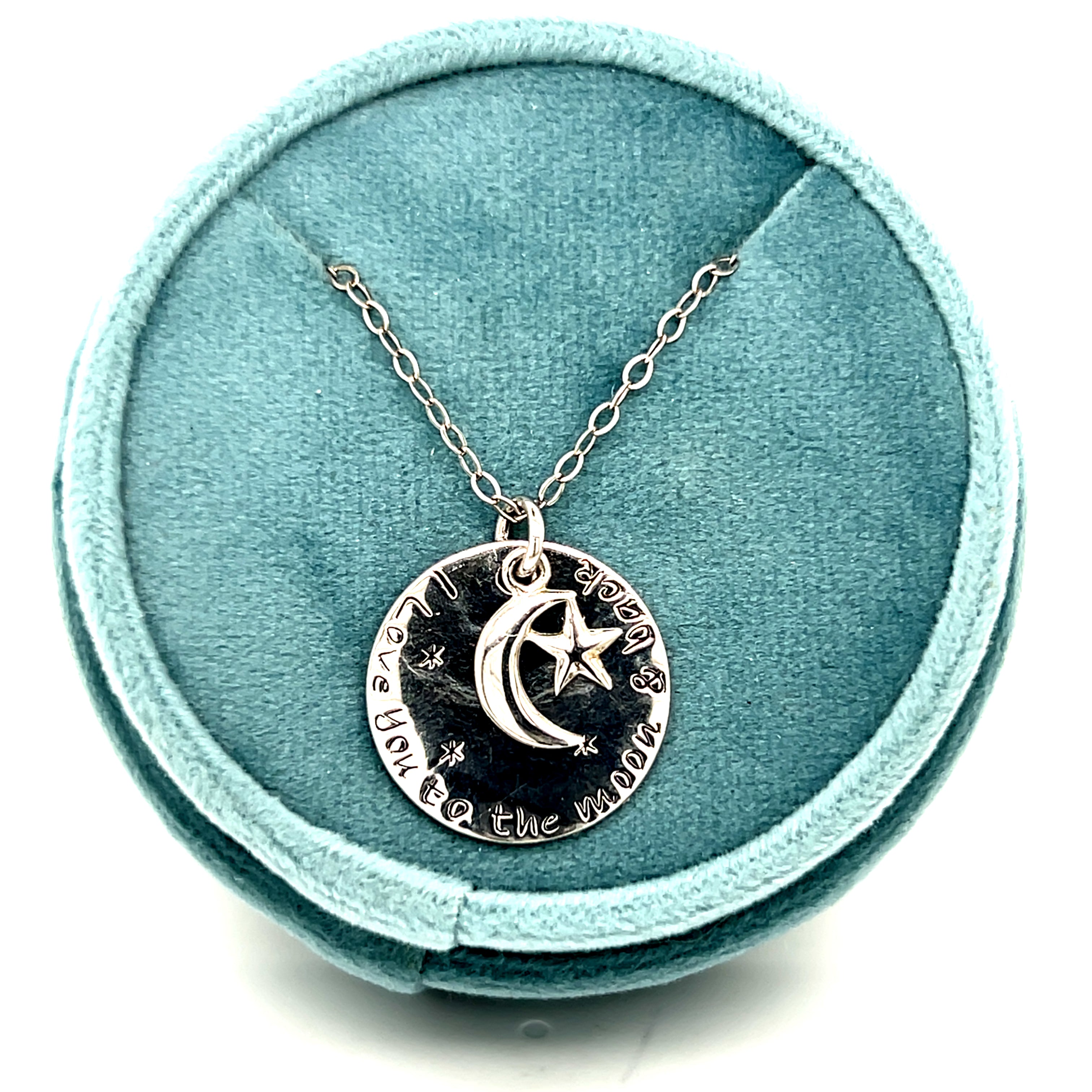 Silver I Love You to the Moon & Back Circular Pendant