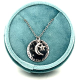 Silver I Love You to the Moon & Back Circular Pendant