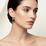 Sterling Silver Genen Amber Square Dangle Earrings