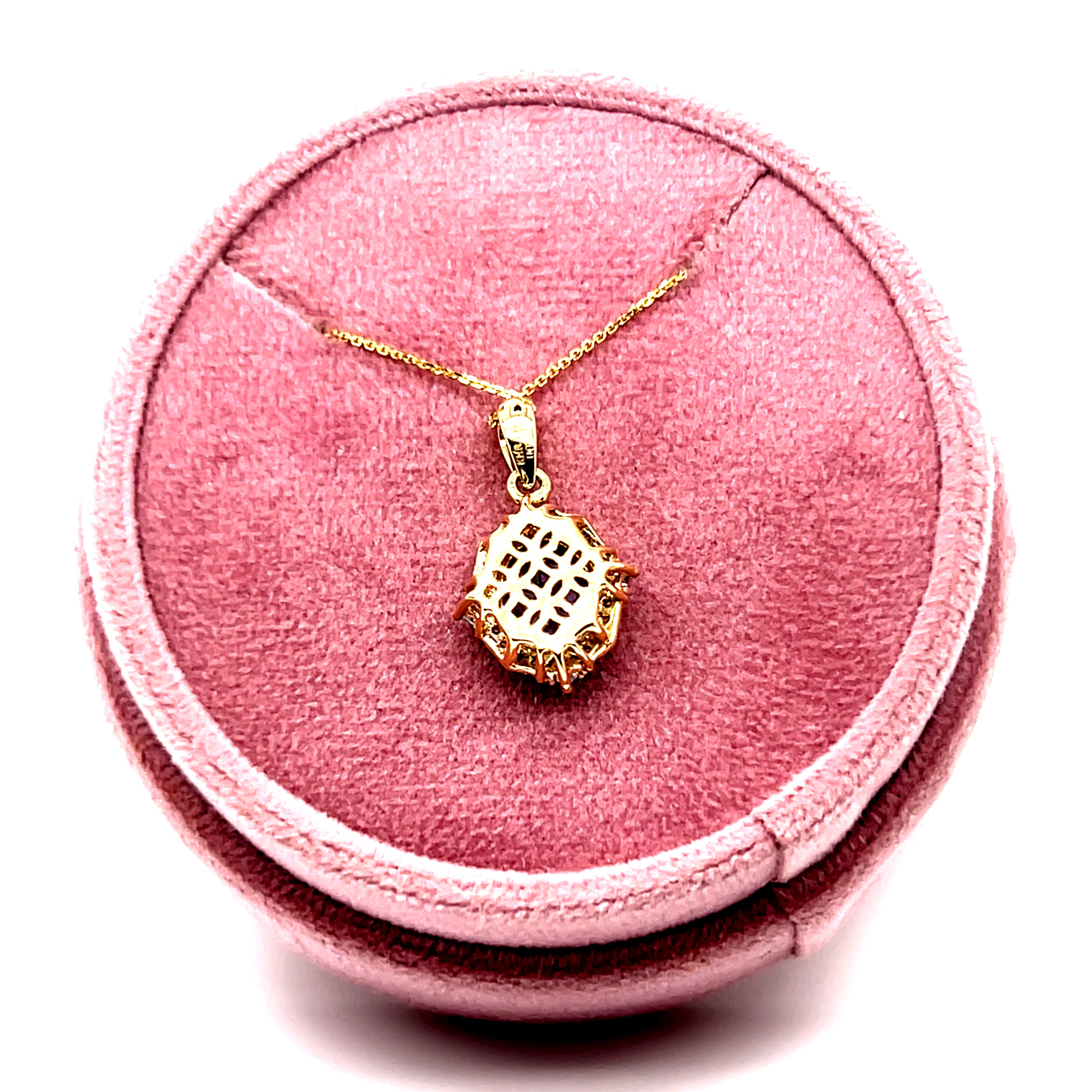 Yellow Gold Tanzanite and White Diamond Pendant