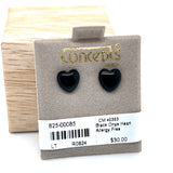 Black Onyx Heart Allergy Free Earrings