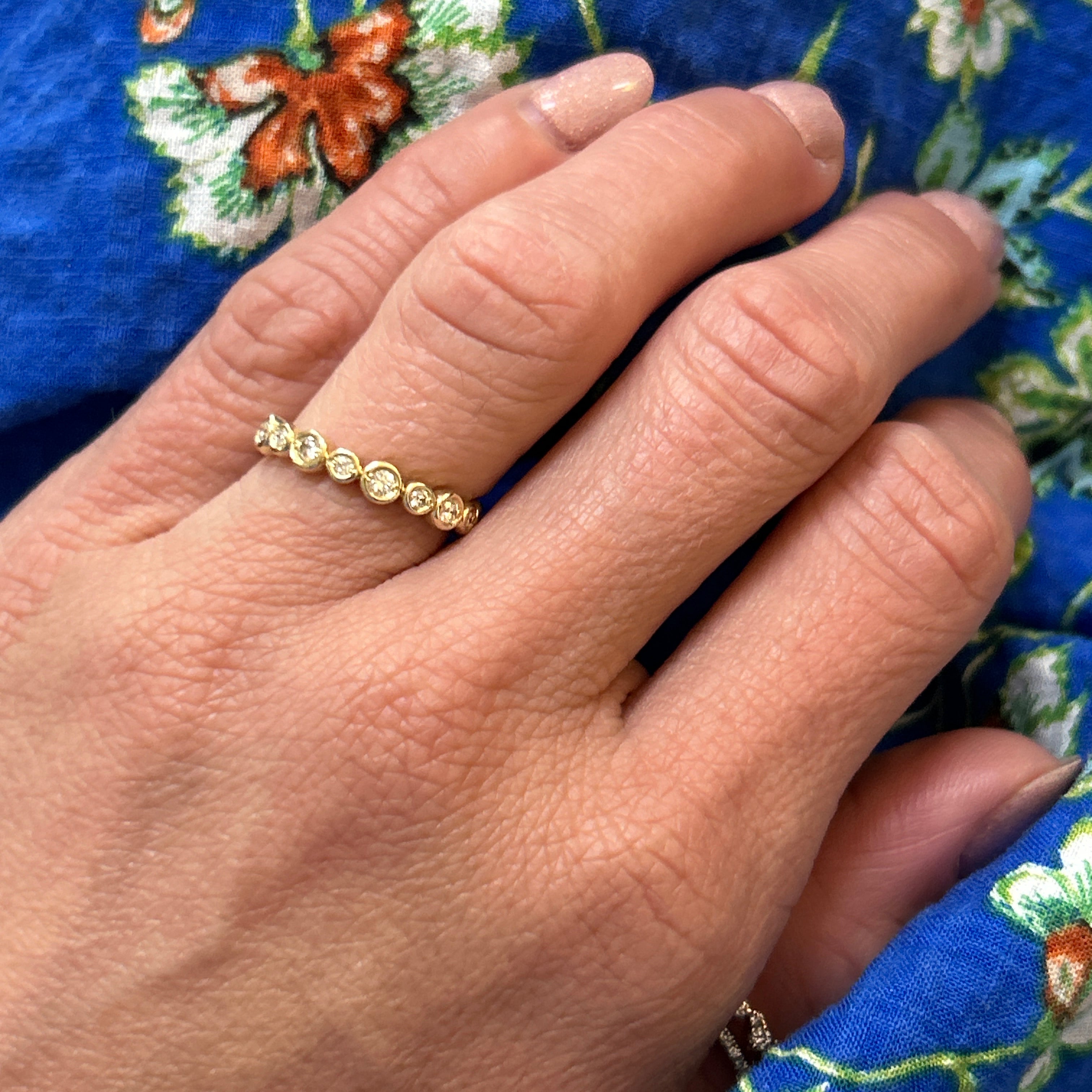 Yellow Gold Diamond Wedding Anniversary Stackable Band